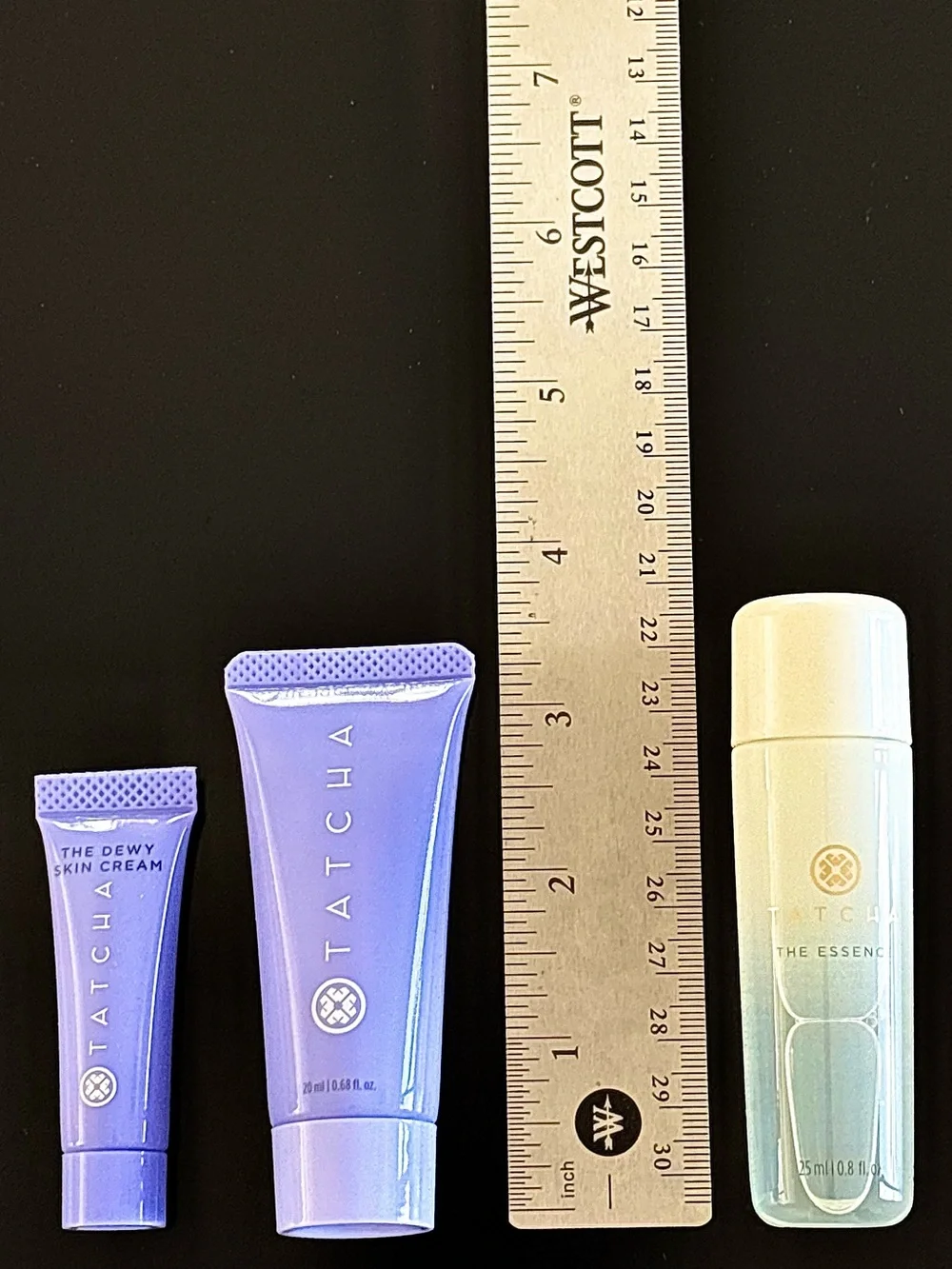 Miniature Tatcha Skincare Set with Cosmetic Bag with the Essence and skin cream